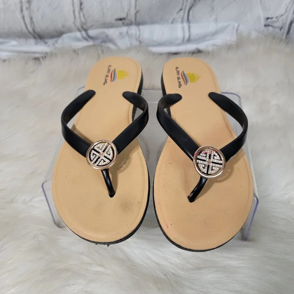 Aloha Island Flip Flops Summer Thong Sandals Slides BBQ Rhinestone Simple Slip 8 - Picture 1 of 7